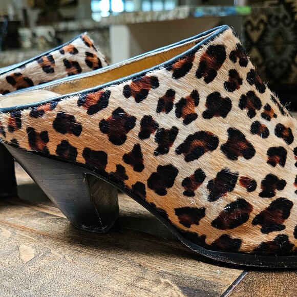 Charlie 1 Horse Leopard Skin Hair on Hide Mules - Picture 3 of 5